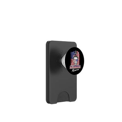 All American Mama Patriotic Messy Bun Skull USA 4th of July PopSockets PopWallet per MagSafe