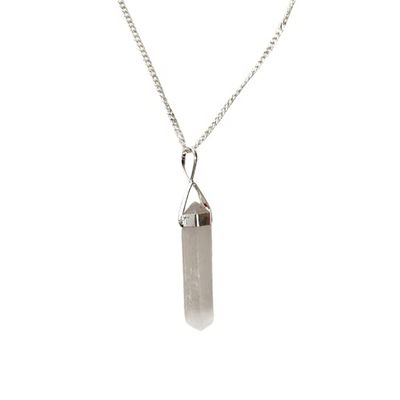 VIE Naturals Double Point Pencil Pendant, Selenite, 25-30mm