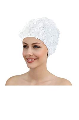Fashy Flores - gorro de banho com flores, cor branca