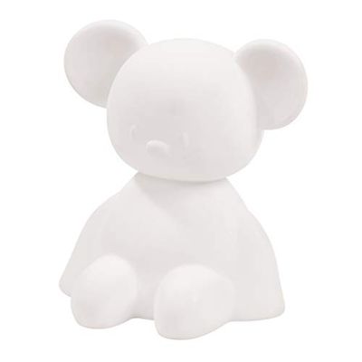 Nattou Luz noturna LED de rato de silicone, ativação por voz, 7 cores, sem BPA, 13,5 x 10,5 x 15 cm, silicone, branco