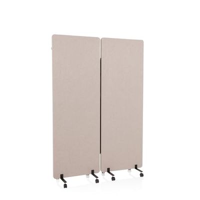 hjh OFFICE 891000 Cloison de Séparation Acoustique Mobiles FLEXMIUT 177 x 60 cm, Lot de 2, Paravent avec roulettes et Patins, Tissu Taupe