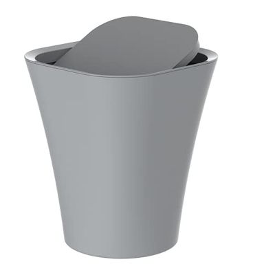 EISL Cosmetica-emmer badkamer (8,5 liter) met kanteldeksel, afvalemmer voor de badkamer, cosmetica-vuilnisemmer, toiletemmer met deksel, badkamerafvalemmer grijs, kunststof