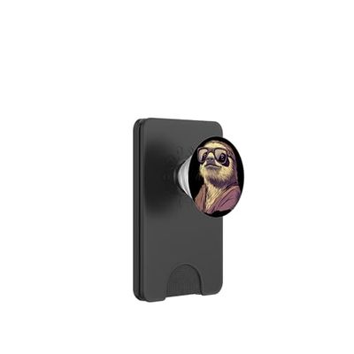 Perezoso geek con gafas para una apariencia inteligente PopSockets PopWallet para MagSafe