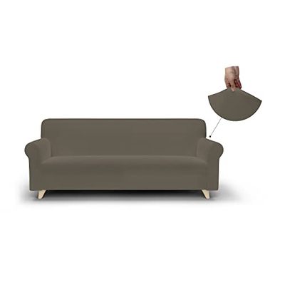 Italian Bed Linen Più Bello Capa cobre sofá, poliéster, cinzento pomba, 3 lugares (Extensível de 180 a 250 cm)