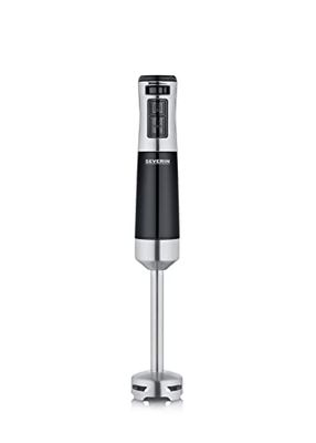 SEVERIN Frullatore a immersione per purea e sminuzzamento, con regolazione continua della velocità, frullatore ad immersione rimovibile, 600 W, nero/acciaio inox spazzolato, SM 3771