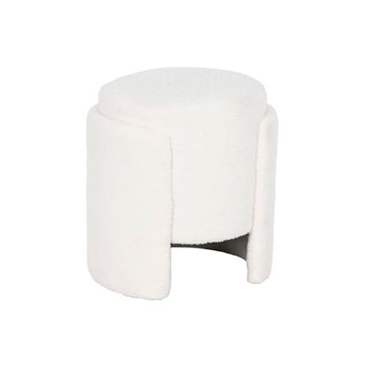 Home ESPRIT Repose-pieds blanc polyester bois MDF Scandi 40 x 40 x 43 cm