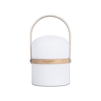 ROLAND-GARROS - Hesperide Nomadische lamp voor Roland-Garros - 100% polyethyleen - handvat 100% hout - wit - 14,5 x 26,5 cm