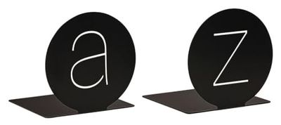 moses. libri_x Bookends in Round A&Z Design, Set of 2, Decorative Metal Book Stands, Black with Modern Cut-Out Look