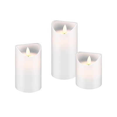 Goobay 66541 Velas de cera real LED com função de temporizador/velas de cera real com chama móvel e temporizador/velas de 10, 12,5 e 15 cm/conjunto de 3 velas LED