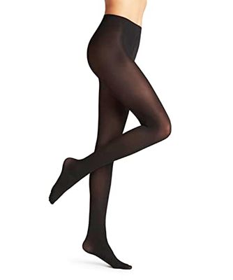 FALKE Women's Pure Matt 50 DEN W Ti Semi-Opaque Plain 1 Pair Tights, Black 3009, S
