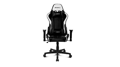 DRIFT GAMING Chair DR175 -DR175CARBON- Professionele gamestoel, kunstleer, zwart/wit, professioneel, verstelbare hoogte, tuimelstoel, gevoerde armleuningen