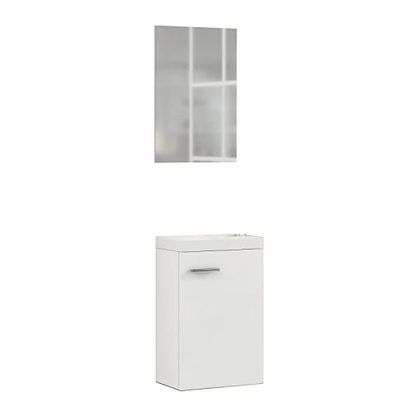 Baikal Mueble De Baño. Almacenaje para el Baño o Cualquier Espacio. Melamina 16mm. Mueble De Baño Auxiliar. Ideal para aseos o baños pequeños. Lavamanos 40 cm Blanco