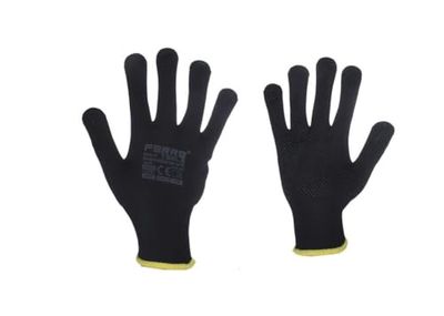 DRW Guantes de jardineria y Bricolaje Negros 12 Juegos Talla M