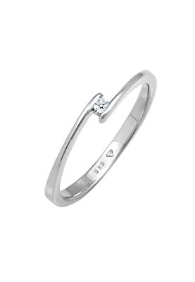DIAMORE Ring förlovning klassisk med diamant (0,03 ct) i 585 vitt guld, 56 (17,8), colore: silver, cod. 0604590414_56