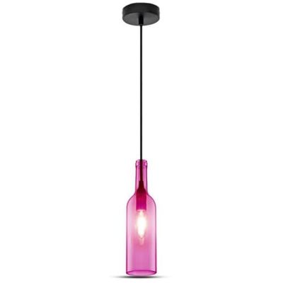 V-TAC - SKU.3774 - Candeeiro em forma de garrafa para lâmpada VT-7558, plástico (e outros materiais), casquilho E14, malva, altura x largura x profundidade: 72 x 280 x 1050 mm