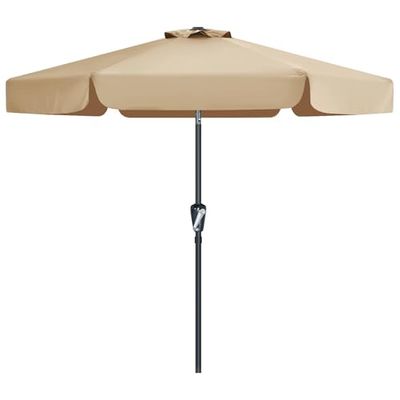MasterCanopy Fe-Al Market Parasol, 230 cm, voor buiten, met 8 stevige ribben, kaki