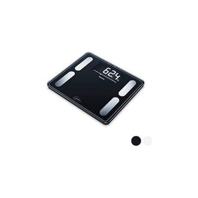 Beurer BF 410 black Báscula diagnóstica Signature Line, análisis corporal preciso para hasta 10 personas, con pantalla LCD inversa extra grande, capacidad de carga de hasta 200 kg