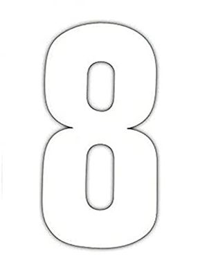 Merriway BH04247 (3 Pcs) White Vinyl Stick-On Wheelie Bin Post Box Crate Dust Bin Numbers, 150mm (6 Inch) Number 8 - Pack of 3 Pieces