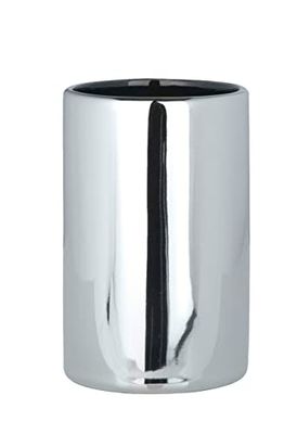 Wenko 19893100 Bicchiere Portaspazzolini Polaris, Ceramica, 7,5 x 11,2 x 7,5 cm, Cromo