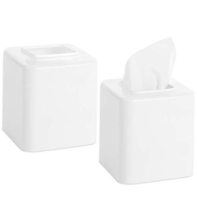 Youngever Lot de 2 Boîte à Mouchoirs, Distributeur lingettes Salle de Bains (Blanc)