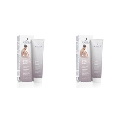 Waysilk | Crema Depilatoria Uomo Intima, Per Corpo e Zone Sensibili, Con Acido Ialuronico e Aloe Vera, Pelle Liscia a Lungo, 150ml (Confezione da 2)