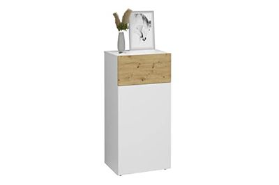 FMD Möbel Belm 2 Cassettiera in legno bianco brillante rovere artisano rettangolare