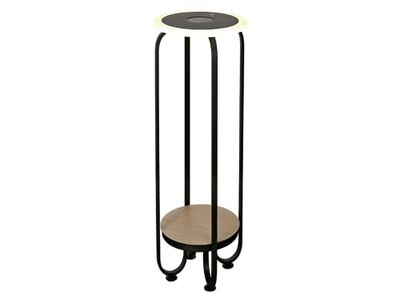Monkey Ladder Zwarte tafel met verstelbaar licht (3 standen) en draadloze oplader van 20 W en 3000 K, combineert elegantie van hout. Ideaal voor elke ruimte.