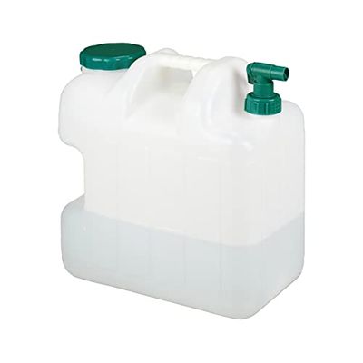 Relaxdays jerrycan met kraan, 25 liter, voor drinkwater, kunststof, bpa-vrij, met handvat, camping, festival, wit/groen