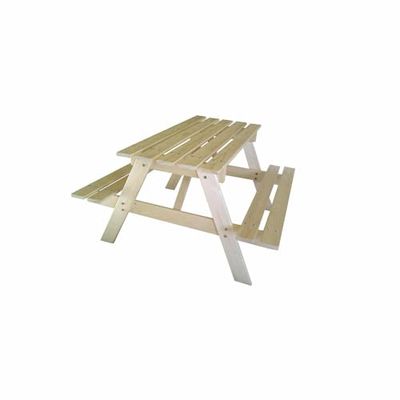 OutdoorToys Mesa de Picnic Infantil en Madera Maciza Pumba 70x90x50 cm Mesa de Jardín Infantil | Madera de Pino Tratada en Autoclave | Dos Bancos para 4 Niños