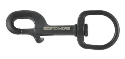 BEST DIVERS Karabijnhaak roestvrij staal DIR 98 mm ring Ø 28 mm zwart heren