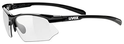 Uvex Sportstyle 802 V, óculos desportivos unissexo, fotocromáticos, antiembaciamento, preto/smoke, tamanho único