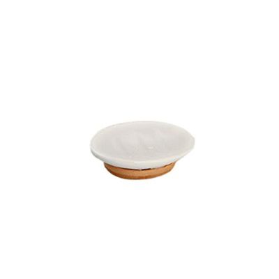 MSV India Soap Dish Tallinn, White/Brown, 12.5 x 8.5 x 2