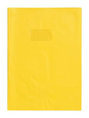 Calligraphe 72204C Un Protège-Cahier Grain Cuir Jaune soleil - A4 21x29,7 cm - 22/100ème avec Porte-Étiquette - PVC Opaque