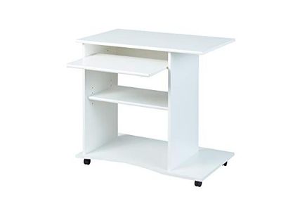 Inter Link - Mesa - mesa portátil - mesa de computador - com rodas - gaveta removível - mini secretária - laminado - 80 x 50 x 75 cm - branco - Pepe