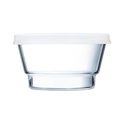 ARC Contenitore So-Urban in Vetro, Trasparente con Coperchio in Plastica, Colore Bianco, Impilabile, Cl 80, Glas
