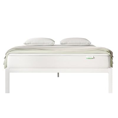 Novilla Rete Letto Singolo 90x190 Struttura Letto a Doghe in Legno, Spazio di Archiviazione Sotto al Letto, Facile da Montare, Perfetto per Tutti Tipi di Letti e Materassi, Bianco