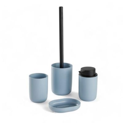 Set 4 Access, SDB, Bicchiere, Dispenser Sapone, Scopino WC Blu