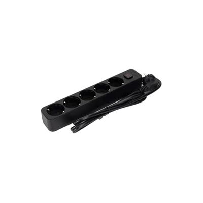 VoltShine Multiprise allemande série L 5 voies avec interrupteur, 1,5 m, 3G, 1,0 mm², couleur noire, idéale pour sécuriser plusieurs connexions en toute sécurité et efficacement dans n'importe quel