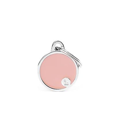 MyFamily mèdaille pour chien Made in Italy, Petit cercle rose, Collection Basic Handmade, 21x26 mm