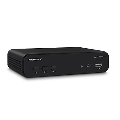 Metronic 441655 Zapbox HD-SO.3 Receiver TDT-T2 HD, decoder, tuner, TDT t2 ontvanger, PVR-functie voor opname, USB-aansluiting, HDMI, SCART, SPDIF, afstandsbediening, zwart