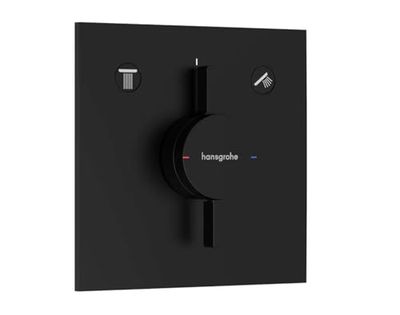 hansgrohe DuoTurn E - Rubinetto per doccia incasso per 2 utenze, Miscelatore monocomando quadrato per iBox universal 2, nero opaco