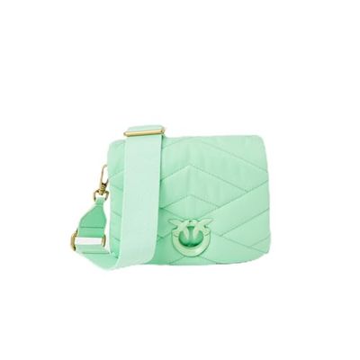 Pinko Bolsa para edredón de Nailon Reciclado, para Mujer, diseño con Texto Love Click, Color Verde, T36b_Green Absinthe Block Color