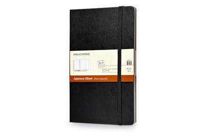 Moleskine - Art Collection - Album Japonais - Carnet de Croquis, Couverture Rigide, Fermeture Elastique - Papier pour Stylos, Pastels, Fusain - Couleur Noire - Grand Format 13 x 21 cm, 48 Pages