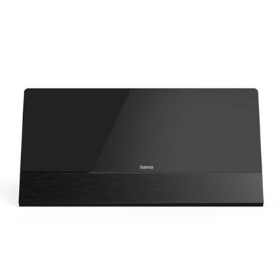 Hama Antenne TV Intérieur TNT HD (DVBT2, Antenne Numérique Puissante Active avec Amplification de Signal Automatique, sans Interference, Portable, Plat, Alimentation USB, Câble Coaxial 2m) Noir