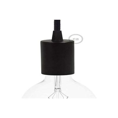 Kit porta-lâmpadas cilíndrico de metal E27 - cônico, preto