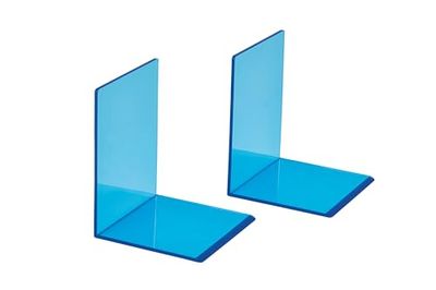 Maul Boekensteunen, hoogwaardig acryl, 10 x 10 x 13 cm, neon blauw, 2 stuks