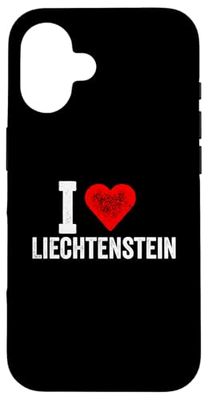 Design divertente retrò I Love Liechtenstein con un cuore rosso Custodia per iPhone 16
