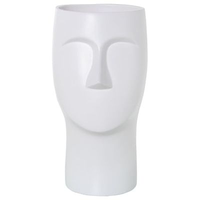 Alexandra House Living Jarrón Blanco Cerámica Rostro 17 x 18 x 38 cm