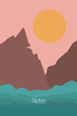 Notebook: Boho Minimalist Ocean and Cliffs Landscape, Lined, 6 x 9 Inch