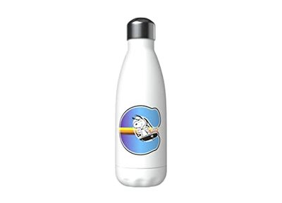 Snoopy - Bottiglia d'acqua in acciaio inox, chiusura ermetica, con motivo lettera C multicolore, 550 ml, colore: bianco, prodotto ufficiale (CyP Brands)